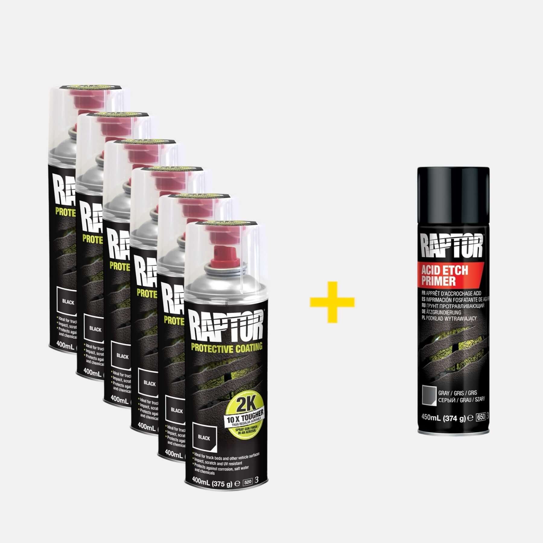 6 bombolette spray RAPTOR 2K + primer mordenzante in omaggio
