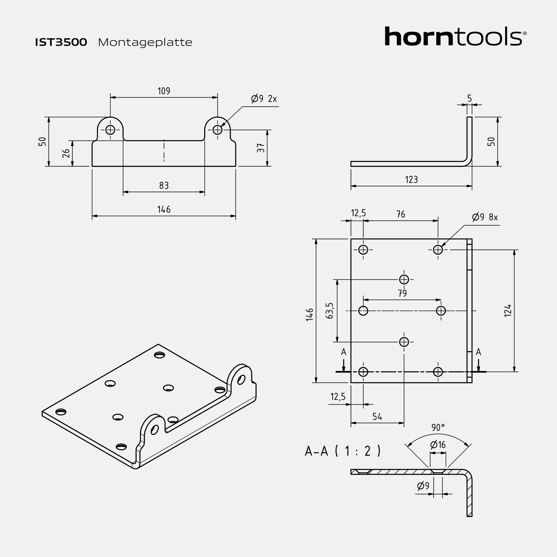 Piastra di montaggio verricello HPA3500