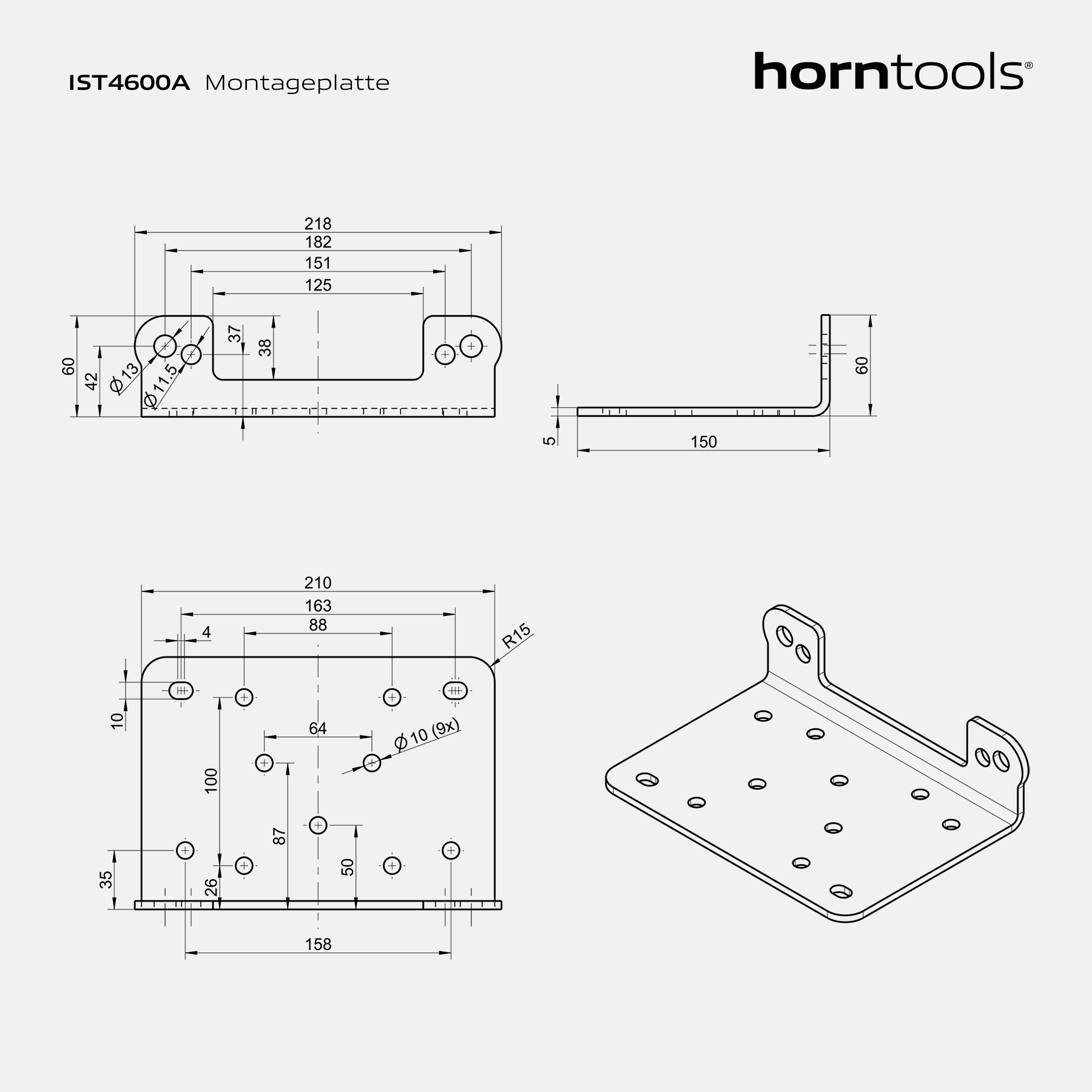 Piastra di montaggio verricelli a fune serie 4600a verricello elettrico horntools
