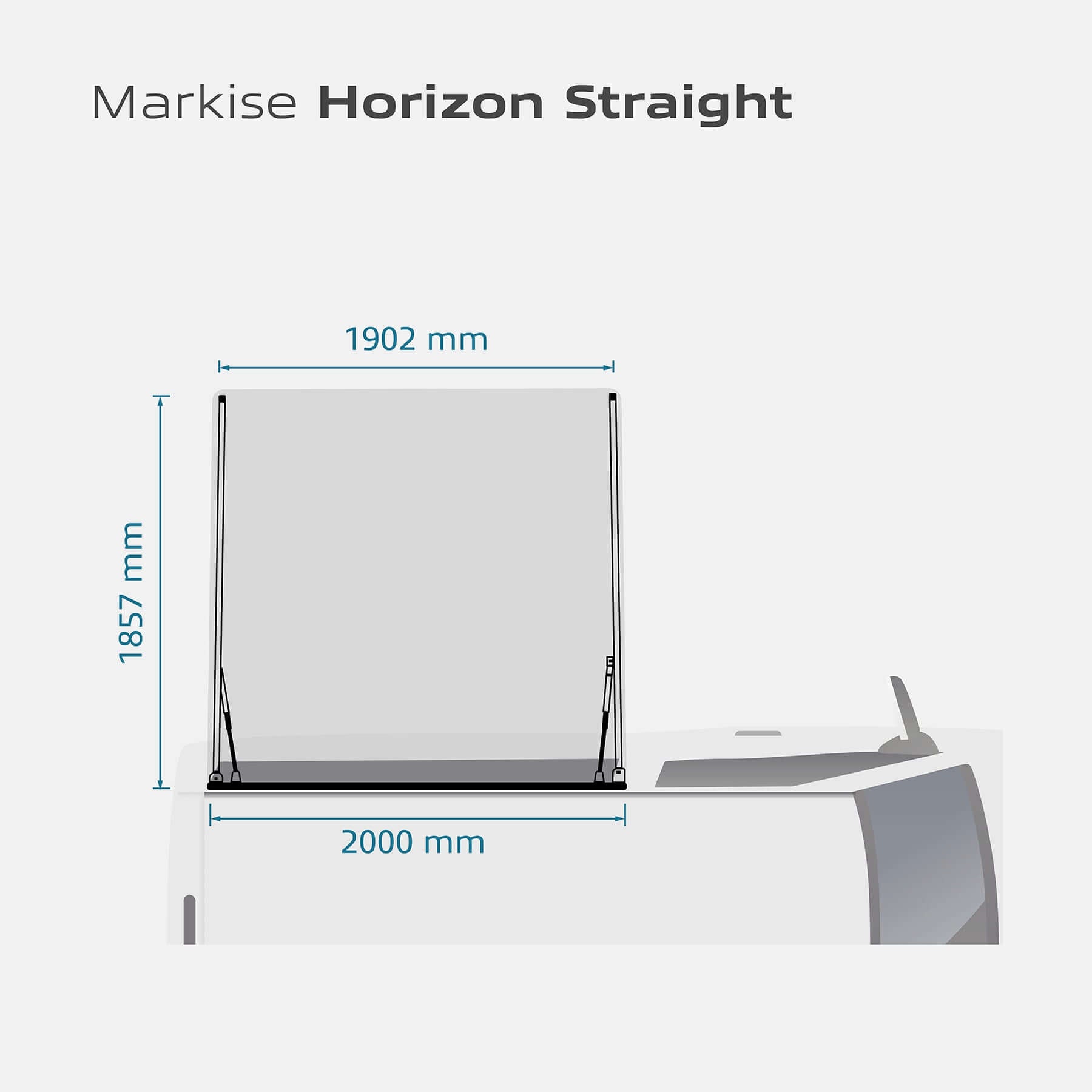 Markise Horizon Straight - Abmessungen geöffnet