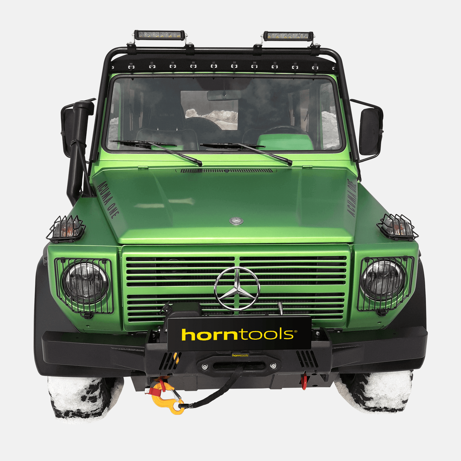 Système de treuil à câble Mercedes Puch G 24V avec pare-chocs