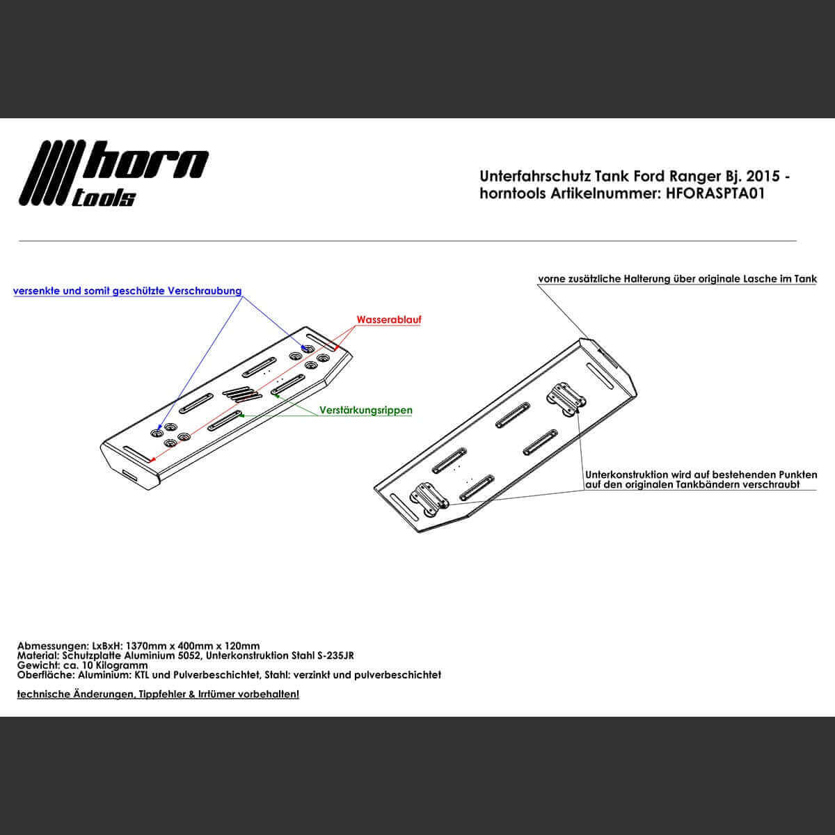 Kit de protection anti-encastrement Ford Ranger année 2019 - 2022 6 pièces.