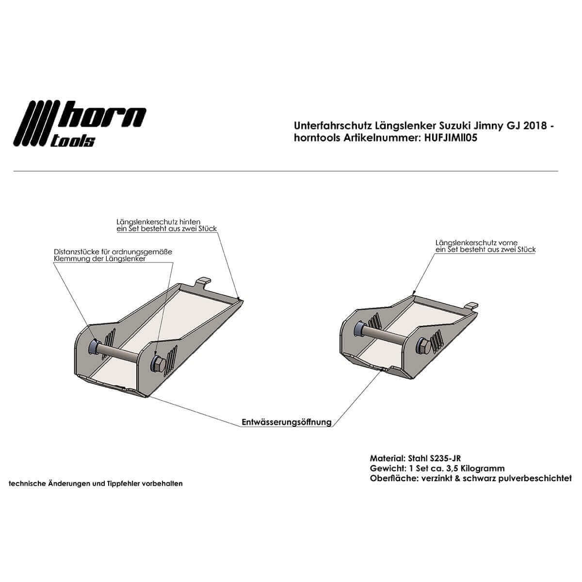 Unterfahrschutz Aufnahme Längslenker für Suzuki Jimny GJ/HJ