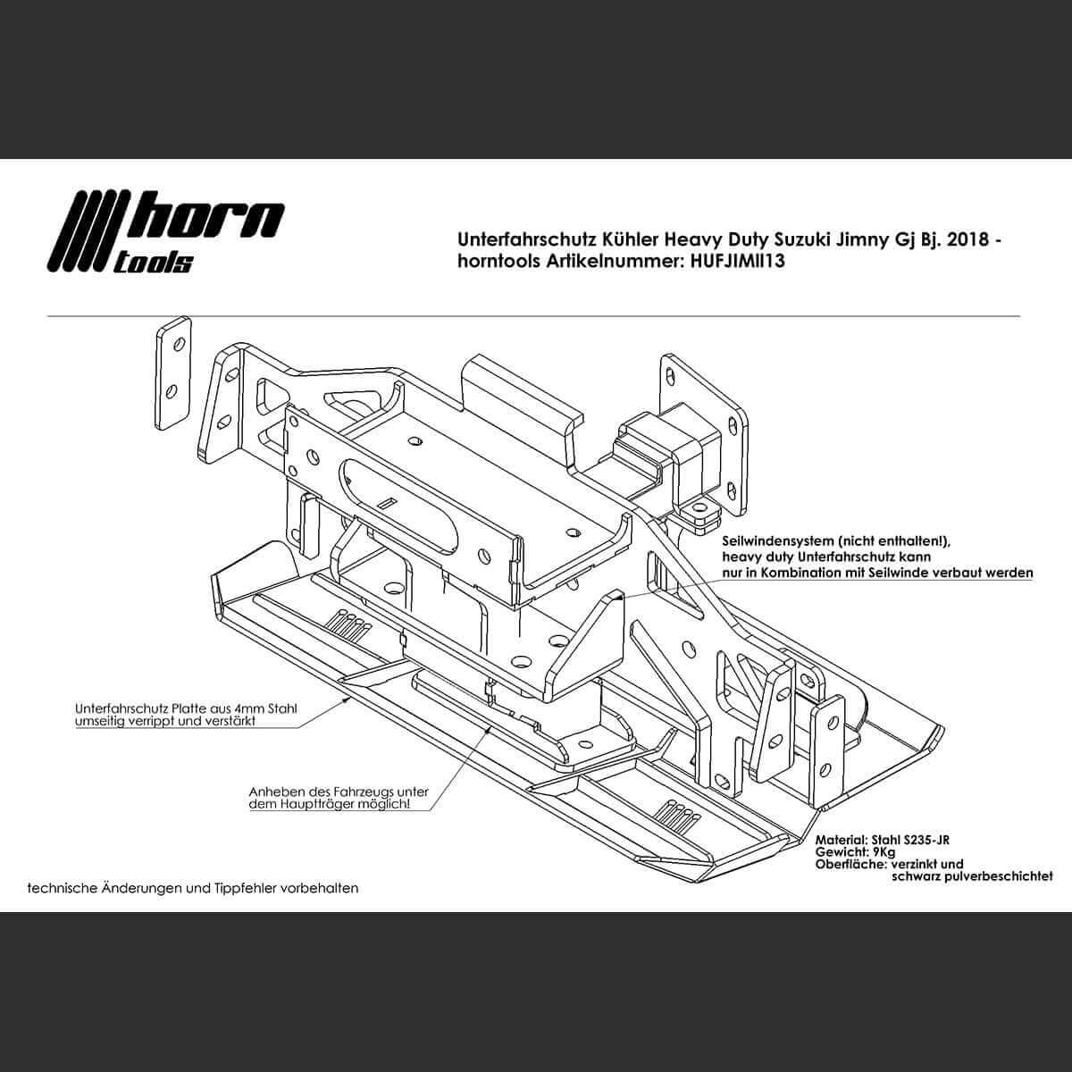 Refroidisseur de protection anti-encastrement en conjonction avec treuil pour Suzuki Jimny GJ/HJ