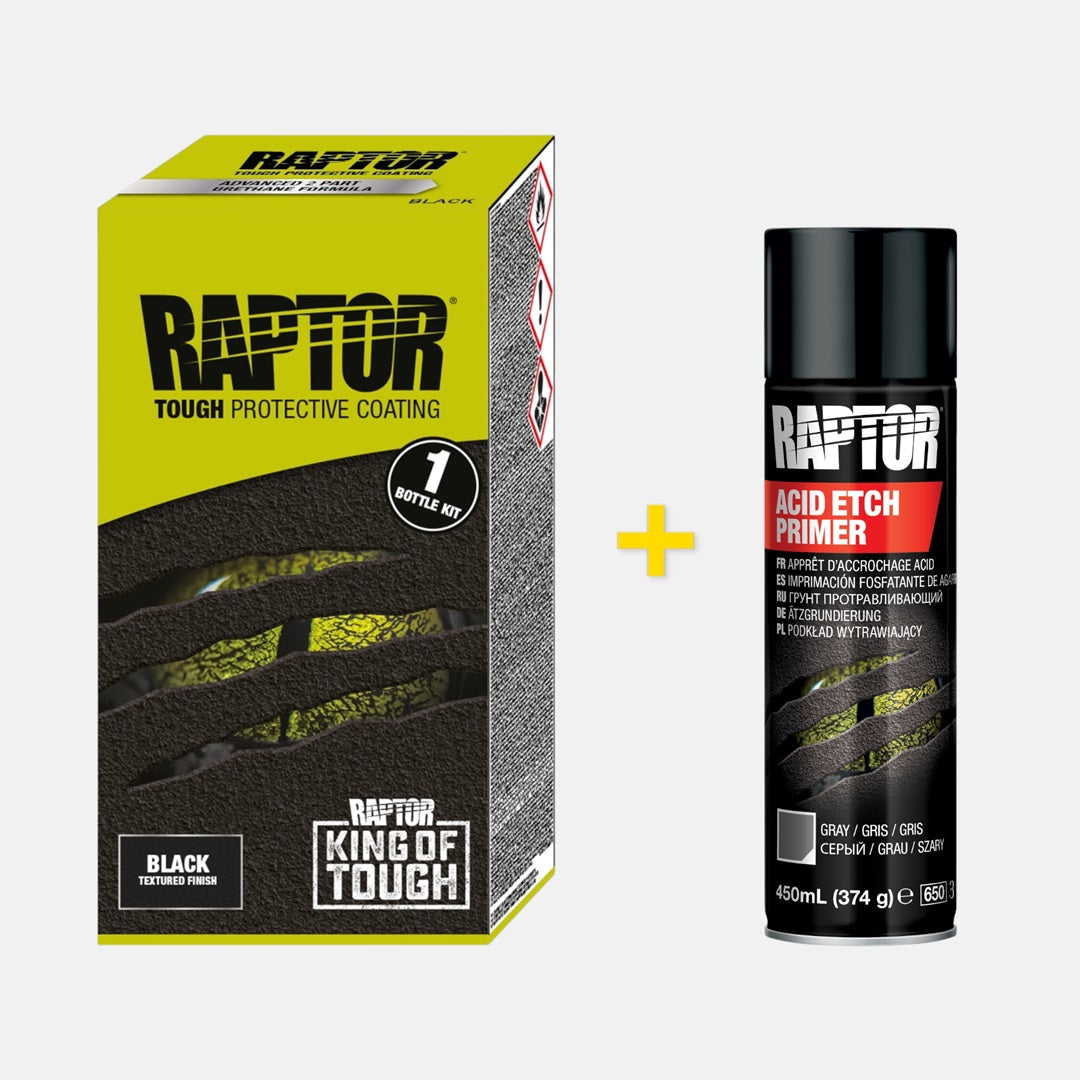 Ensemble peinture noire RAPTOR + apprêt de gravure (métal)