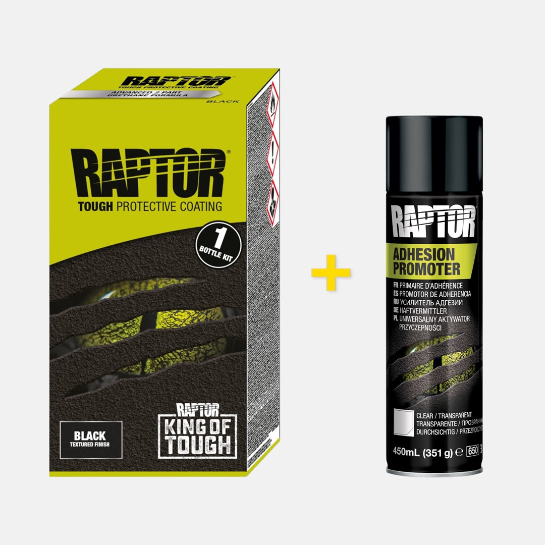 RAPTOR Lack Schwarz + Haftmittel klar (Kunststoff) Bundle